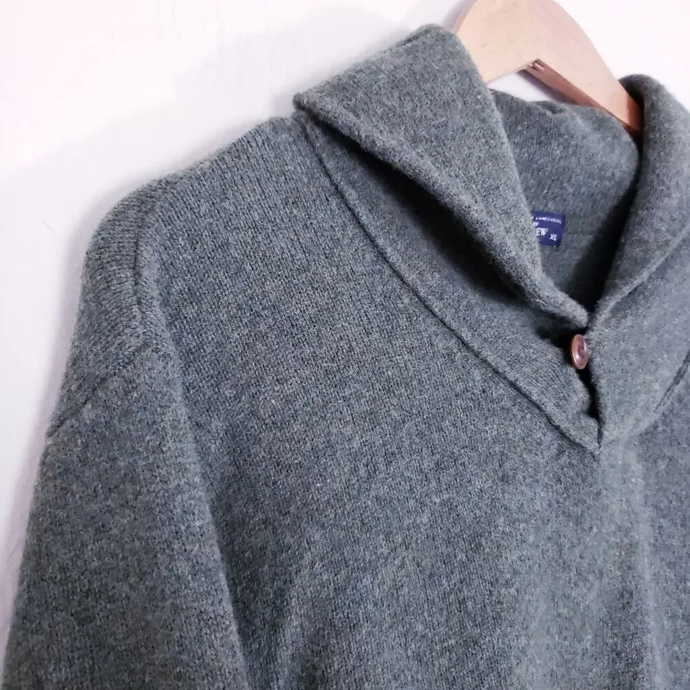 J.Crew 100% Lambswool Shawl Collar Sweater XL Forest Green Heritage Pullover